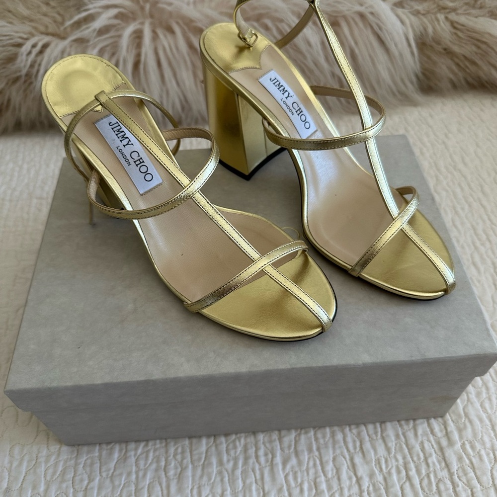 Jimmy Choo Gold Metallic Linley Heels